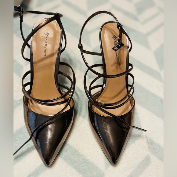 “Call it Spring” wrap Rose Gold metallic Sandal heel - Picture 2 of 10